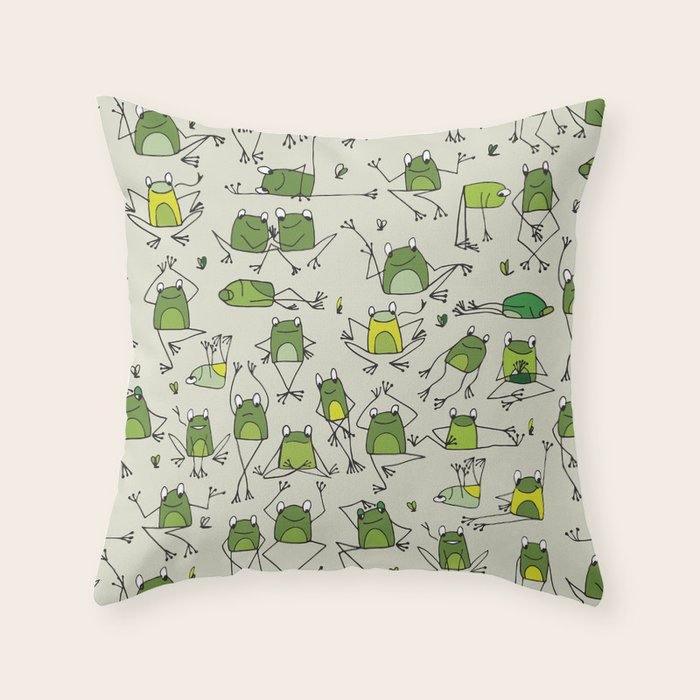 Funny Frogs Throw Pillow Gallery Image 6 - Adult & Kids T-Shirts, Sweatshirts & Hoodies apparel design preview 1