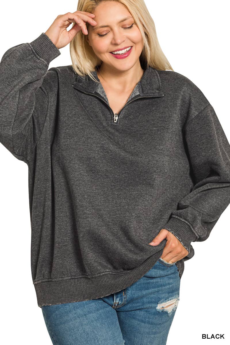 ....0807 Plus Acid Wash Fleece Half Zip SI-28130 - Adult & Kids T-Shirts, Sweatshirts & Hoodies apparel design preview 1