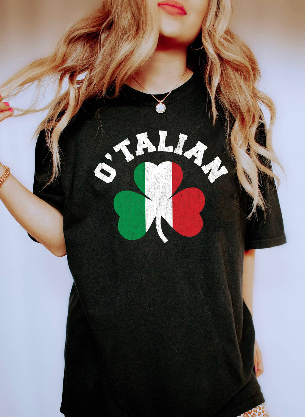 O'talian Clover with Italian Flag - Adult & Kids T-Shirts, Sweatshirts & Hoodies apparel design preview 1