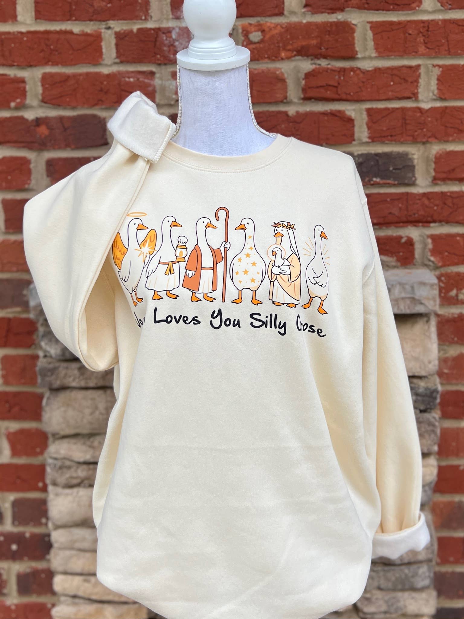 Jesus Loves You Silly Goose On Lat Cream - Adult & Kids T-Shirts, Sweatshirts & Hoodies apparel design preview 1