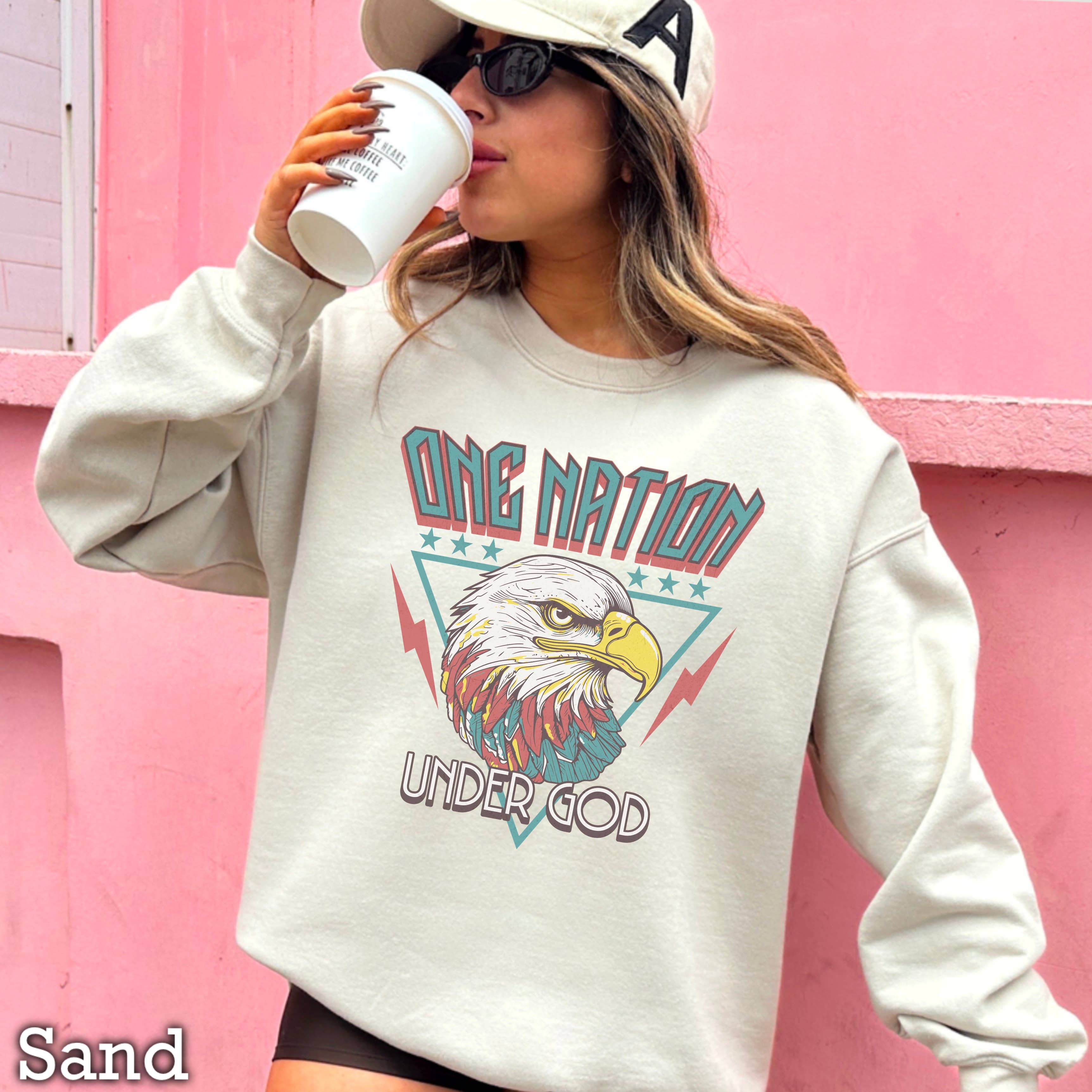 One Nation Under God July 4th Patriotic - Adult & Kids T-Shirts, Sweatshirts & Hoodies apparel design preview 1