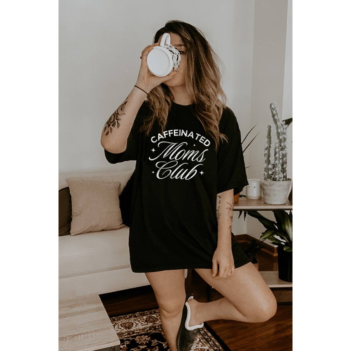 Caffenated Moms Club Vintage Graphic Oversized - Adult & Kids T-Shirts, Sweatshirts & Hoodies apparel design preview 1