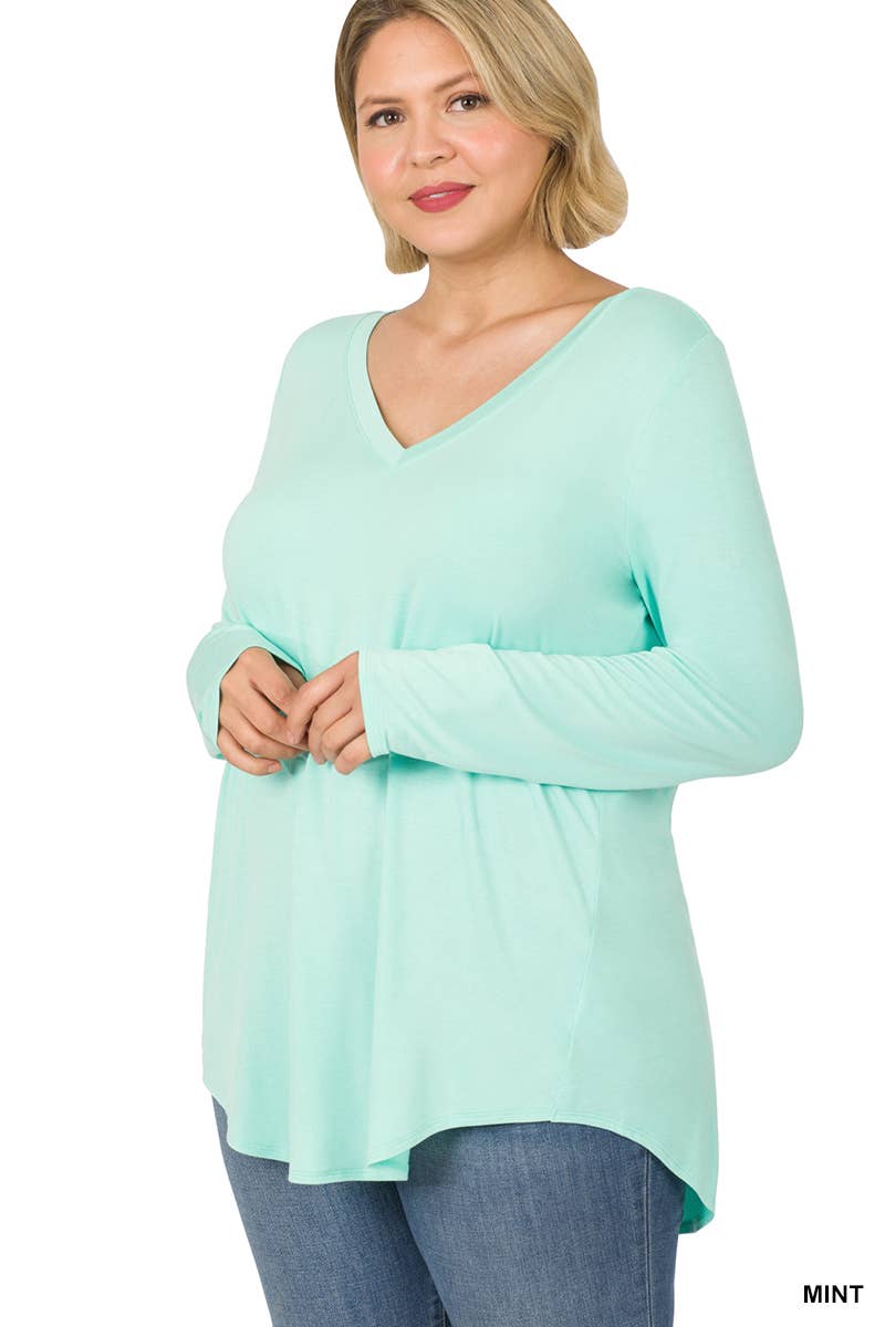 ...SI-15547 Plus Size Luxe Rayon V-Neck Hi-Low Hem - Adult & Kids T-Shirts, Sweatshirts & Hoodies apparel design preview 1
