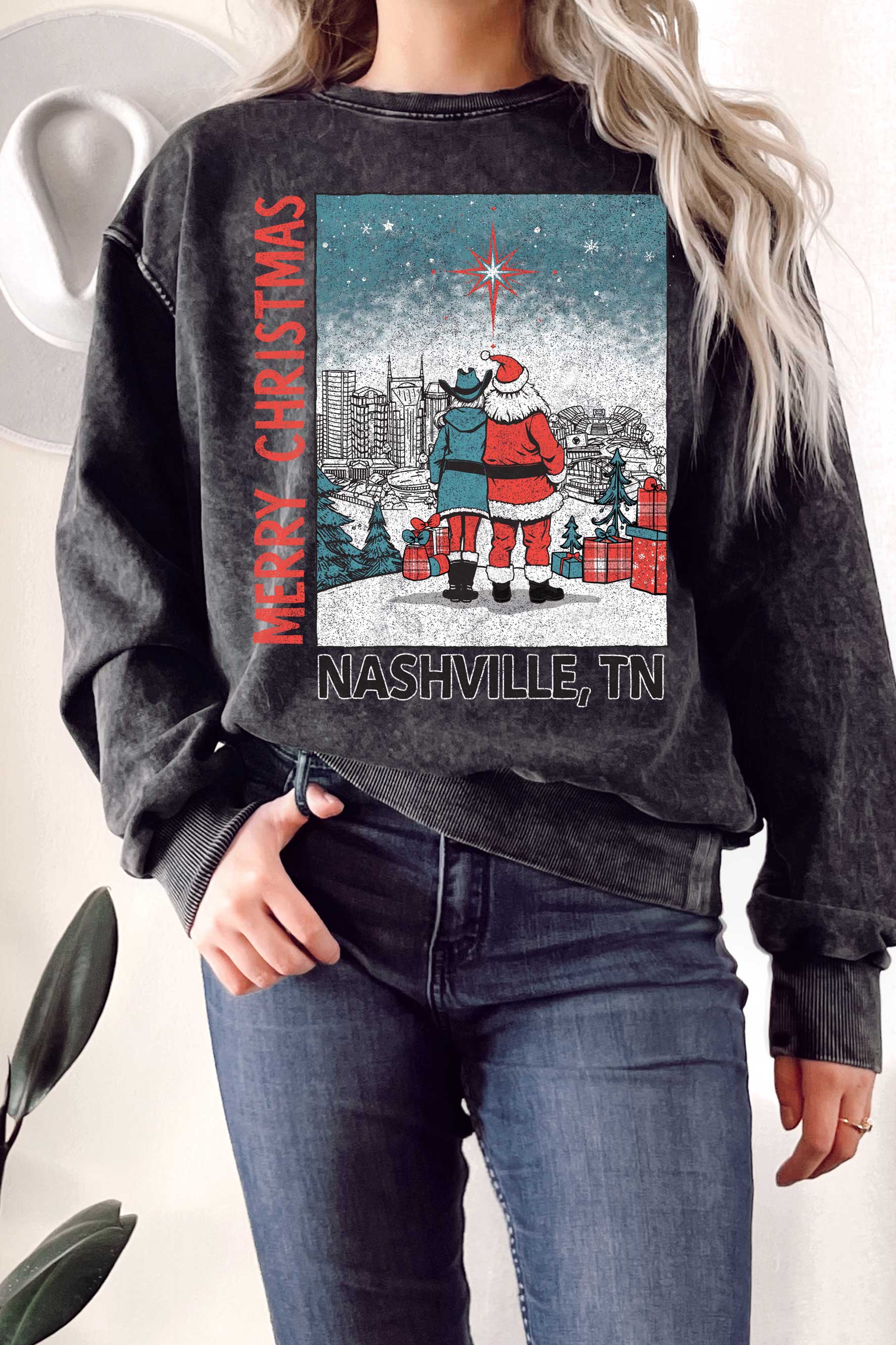 Nashville Christmas Santa Mineral Graphic - Adult & Kids T-Shirts, Sweatshirts & Hoodies apparel design preview 1