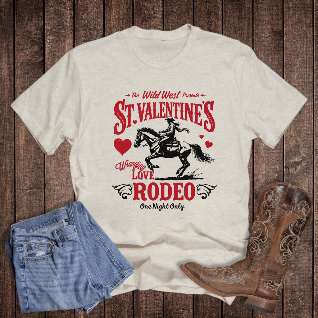 Valentines Western Wrangling Love Rodeo Graphic - Adult & Kids T-Shirts, Sweatshirts & Hoodies apparel design preview 1