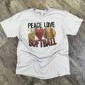 Peace Love Softball On Silver - Adult & Kids T-Shirts, Sweatshirts & Hoodies apparel design preview 1