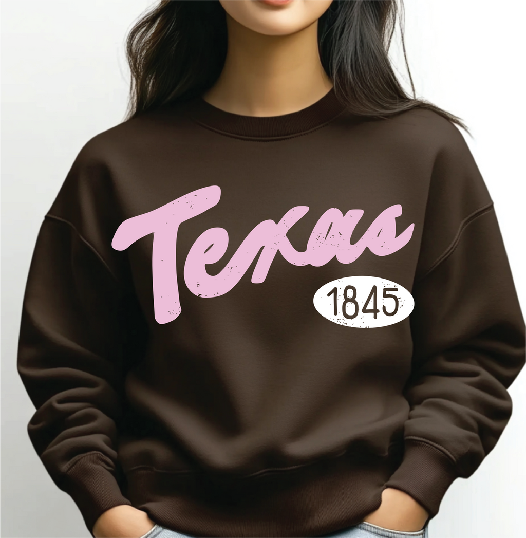 Texas 1845 Puff Ink Dark Brown - Adult & Kids T-Shirts, Sweatshirts & Hoodies apparel design preview 1