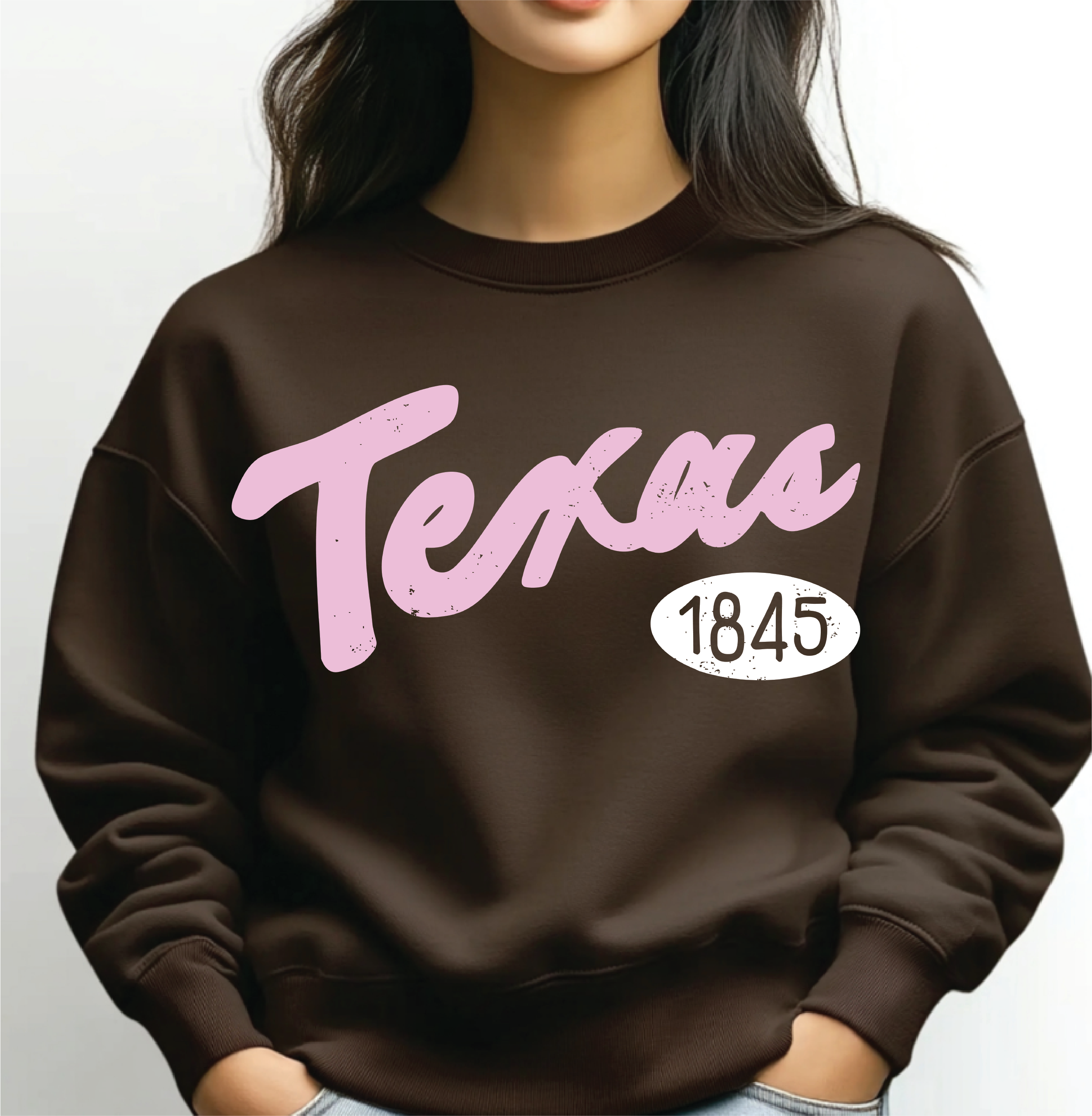 Texas 1845 Puff Ink Dark Brown - Adult & Kids T-Shirts, Sweatshirts & Hoodies apparel design preview 1