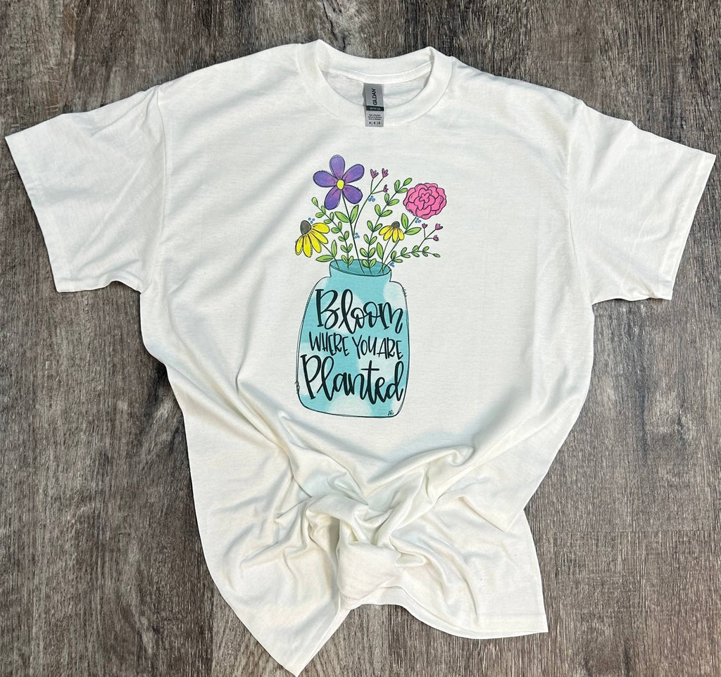 Bloom Where You Are Planted On White - Adult & Kids T-Shirts, Sweatshirts & Hoodies apparel design preview 1