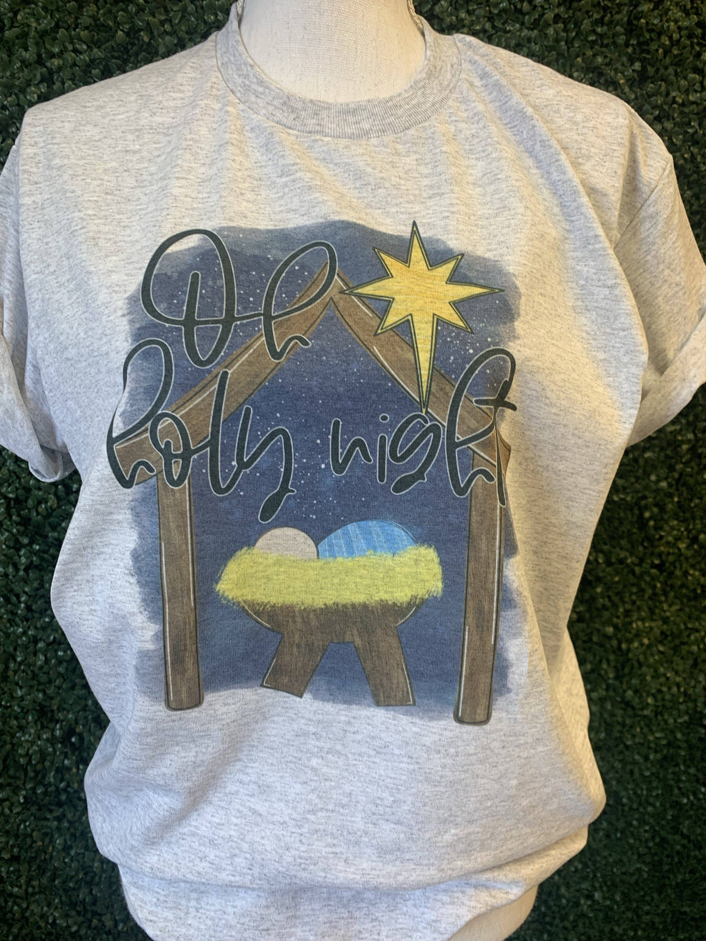 Oh Holy Night On Ash Gray - Adult & Kids T-Shirts, Sweatshirts & Hoodies apparel design preview 1