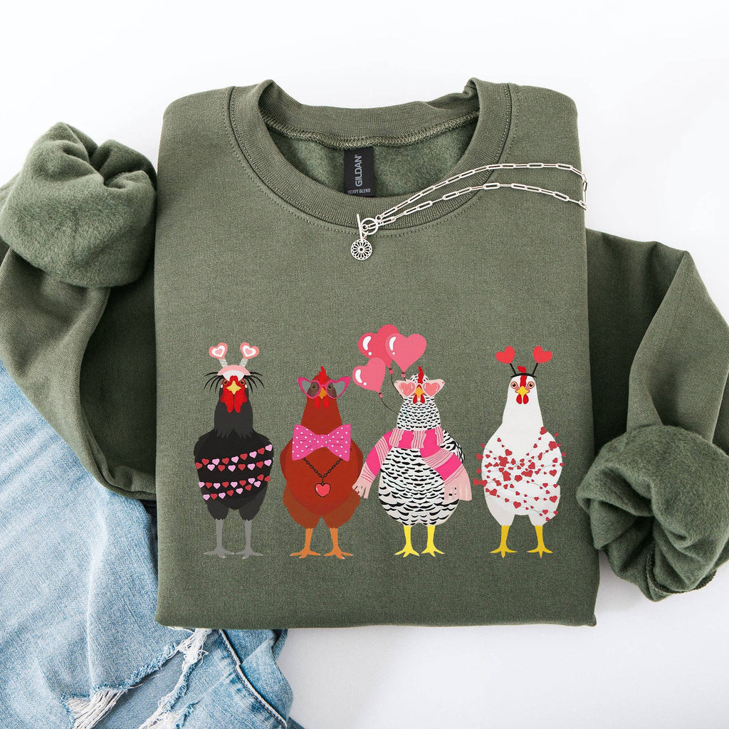 Valentine's Chickens, Cute, Farm, Love, Hearts - Adult & Kids T-Shirts, Sweatshirts & Hoodies apparel design preview 1