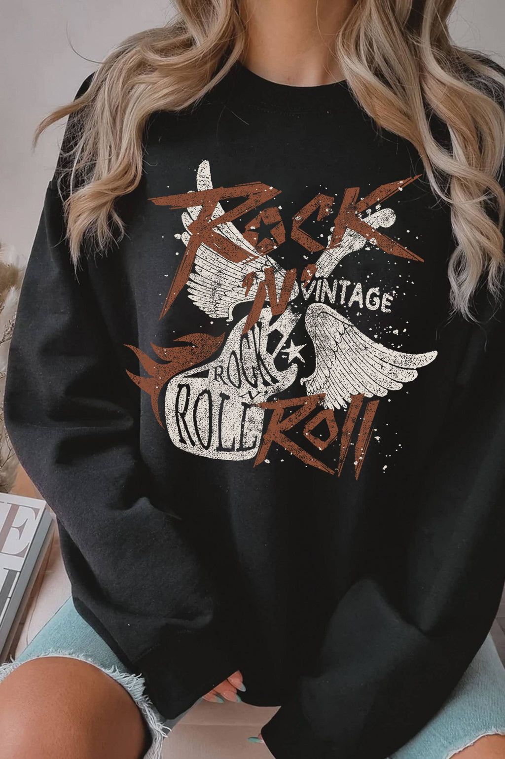 Rock and Roll Vintage Graphic Brushed - Adult & Kids T-Shirts, Sweatshirts & Hoodies apparel design preview 1