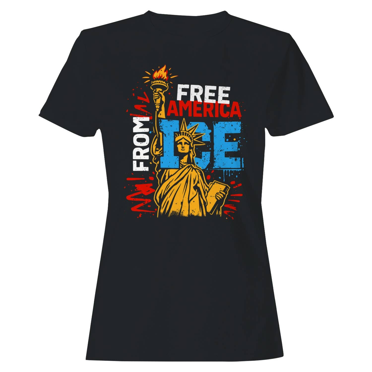 Free America from Ice Statue of Liberty Women's - Adult & Kids T-Shirts, Sweatshirts & Hoodies apparel design preview 1