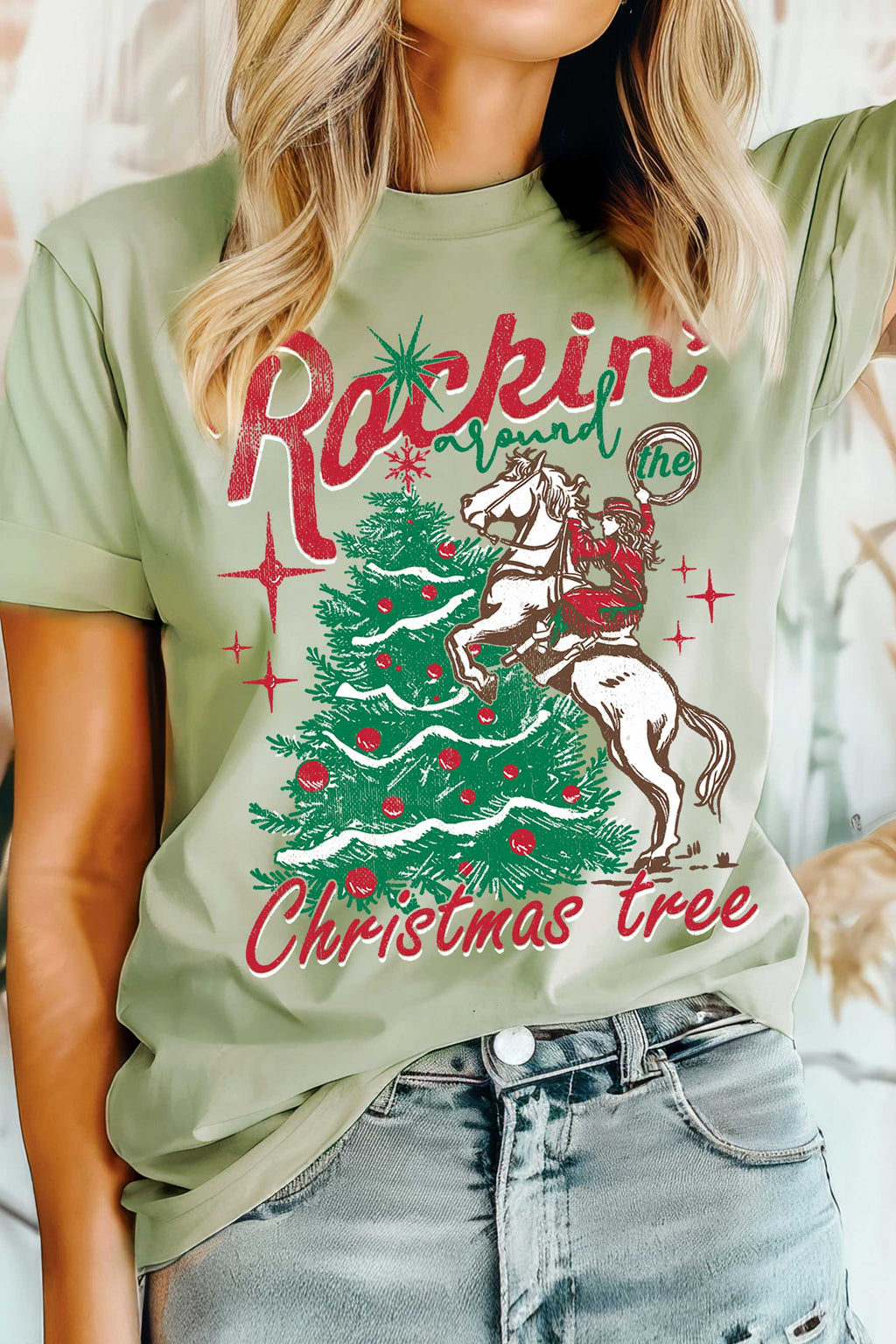 Rockin' Around the Christmas Tree Graphic - Adult & Kids T-Shirts, Sweatshirts & Hoodies apparel design preview 1