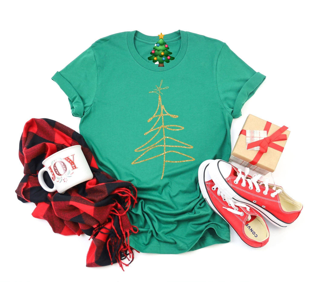 Gold Christmas Tree Kelly Green Holiday Graphic - Adult & Kids T-Shirts, Sweatshirts & Hoodies apparel design preview 1