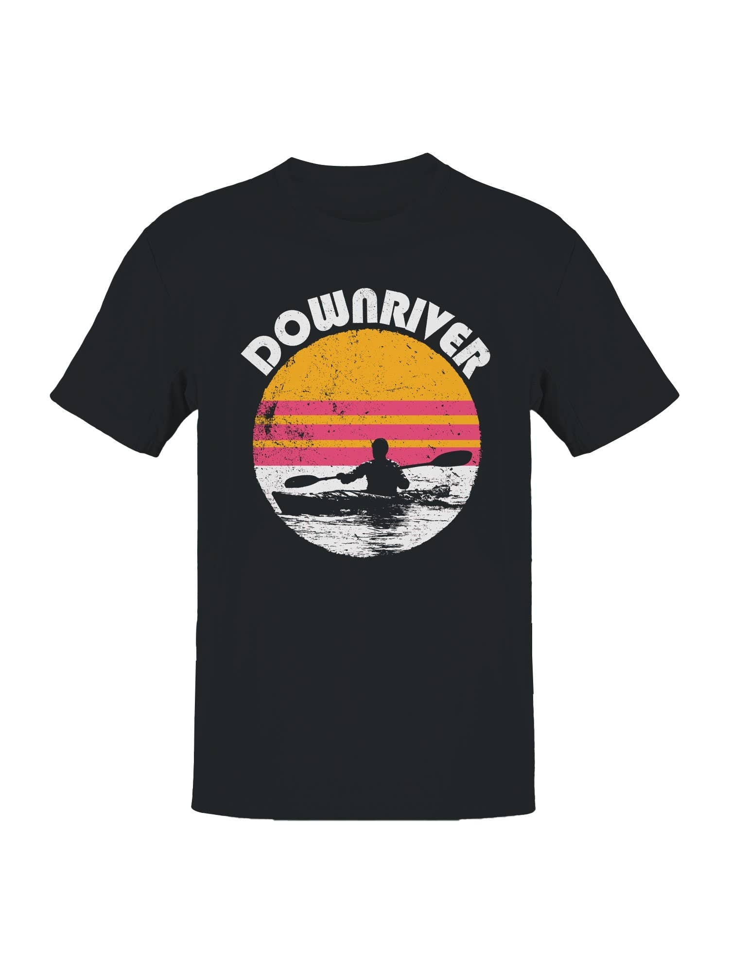 Retro Downriver Kayaking Design Men's - Adult & Kids T-Shirts, Sweatshirts & Hoodies apparel design preview 1