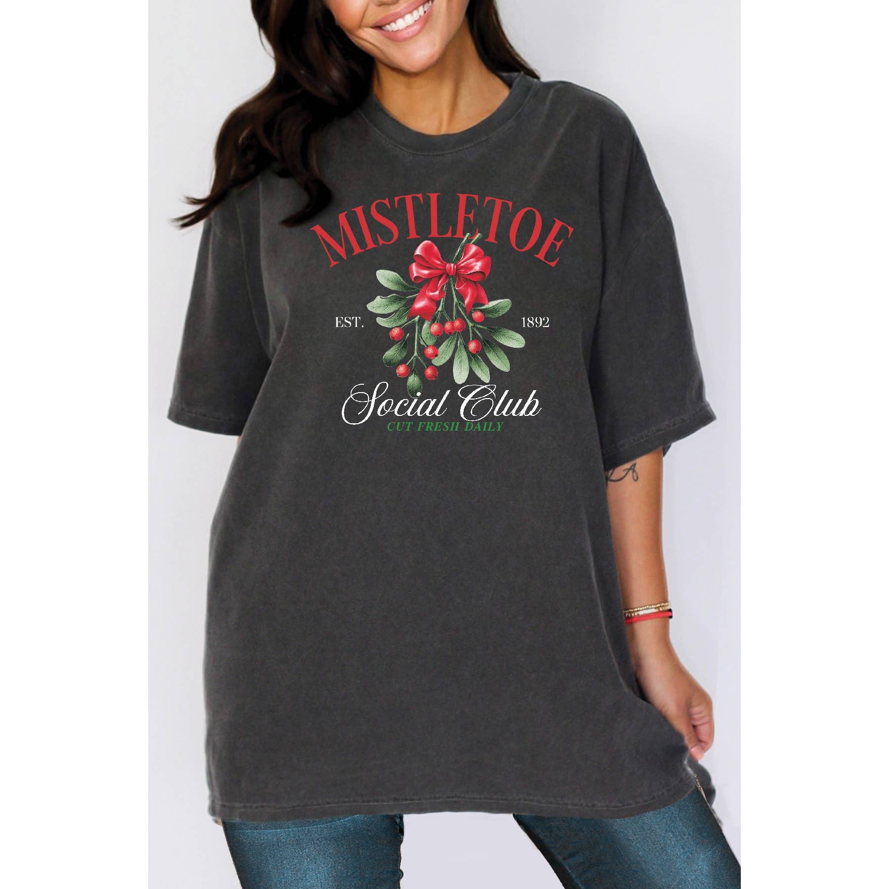 Mistletoe Social Club Oversized Unisex T - Adult & Kids T-Shirts, Sweatshirts & Hoodies apparel design preview 1