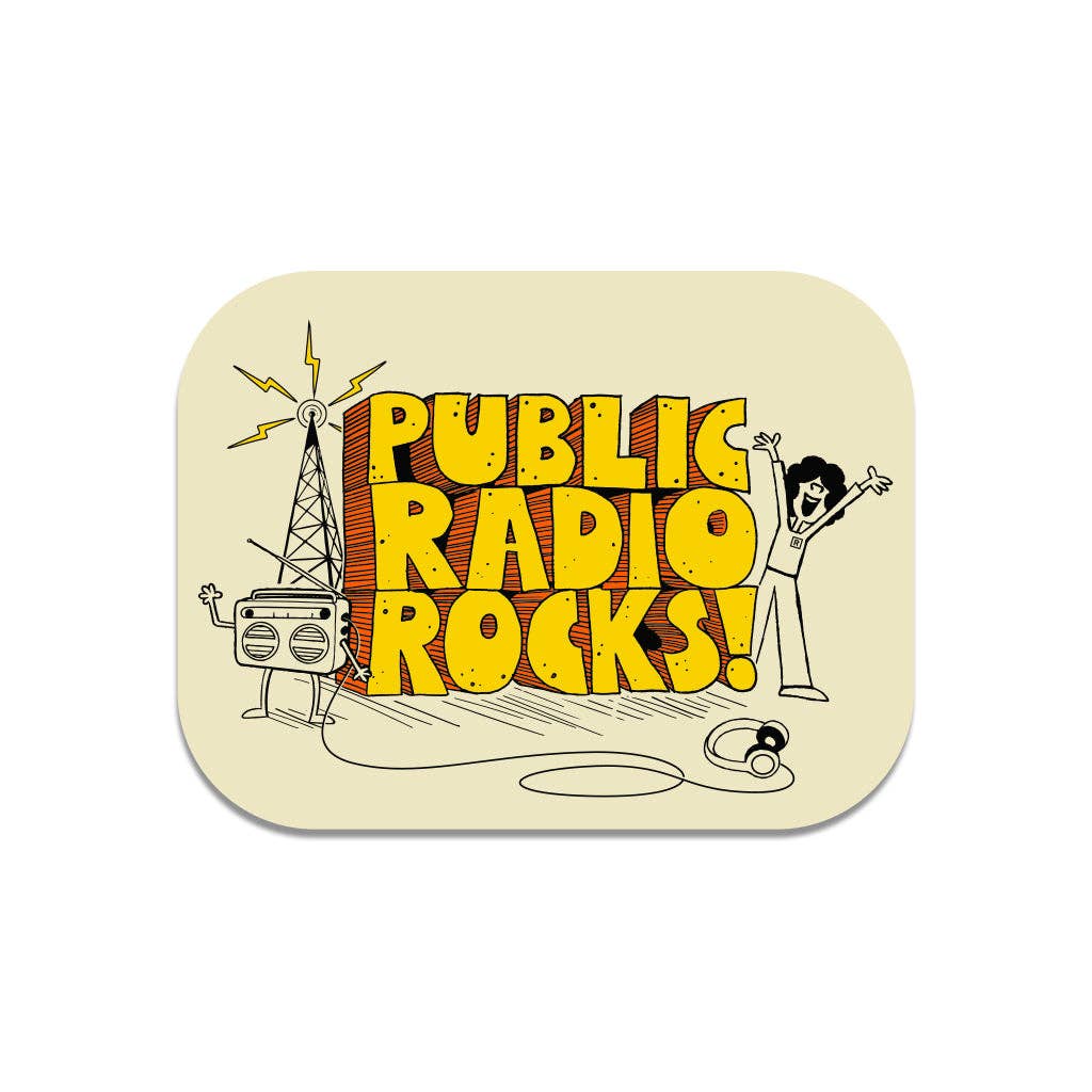 Public Radio Rocks Die-Cut Sticker - Adult & Kids T-Shirts, Sweatshirts & Hoodies apparel design preview 1