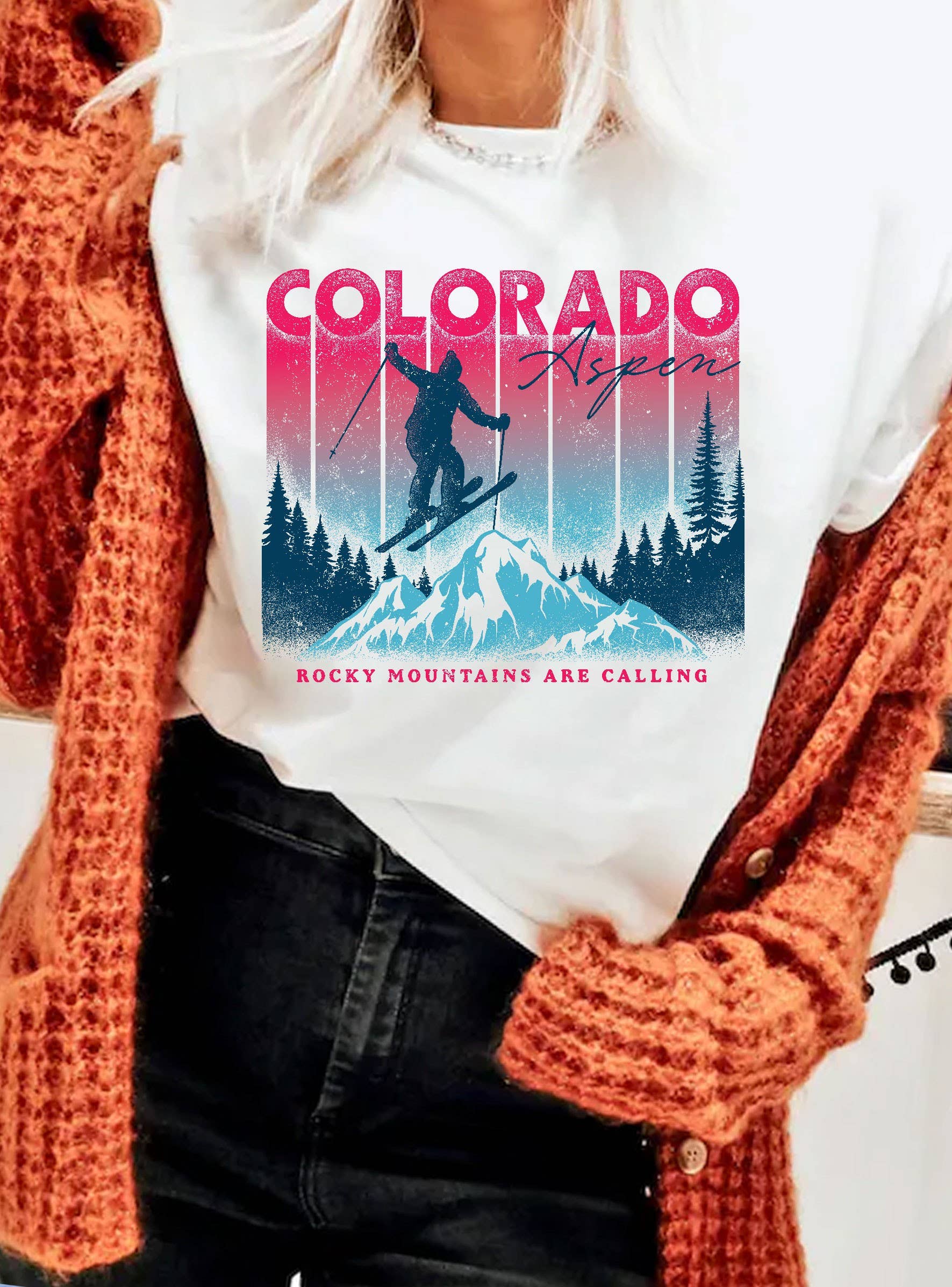 Colorado Aspen Ski Rocky Mountains Graphic - Adult & Kids T-Shirts, Sweatshirts & Hoodies apparel design preview 1