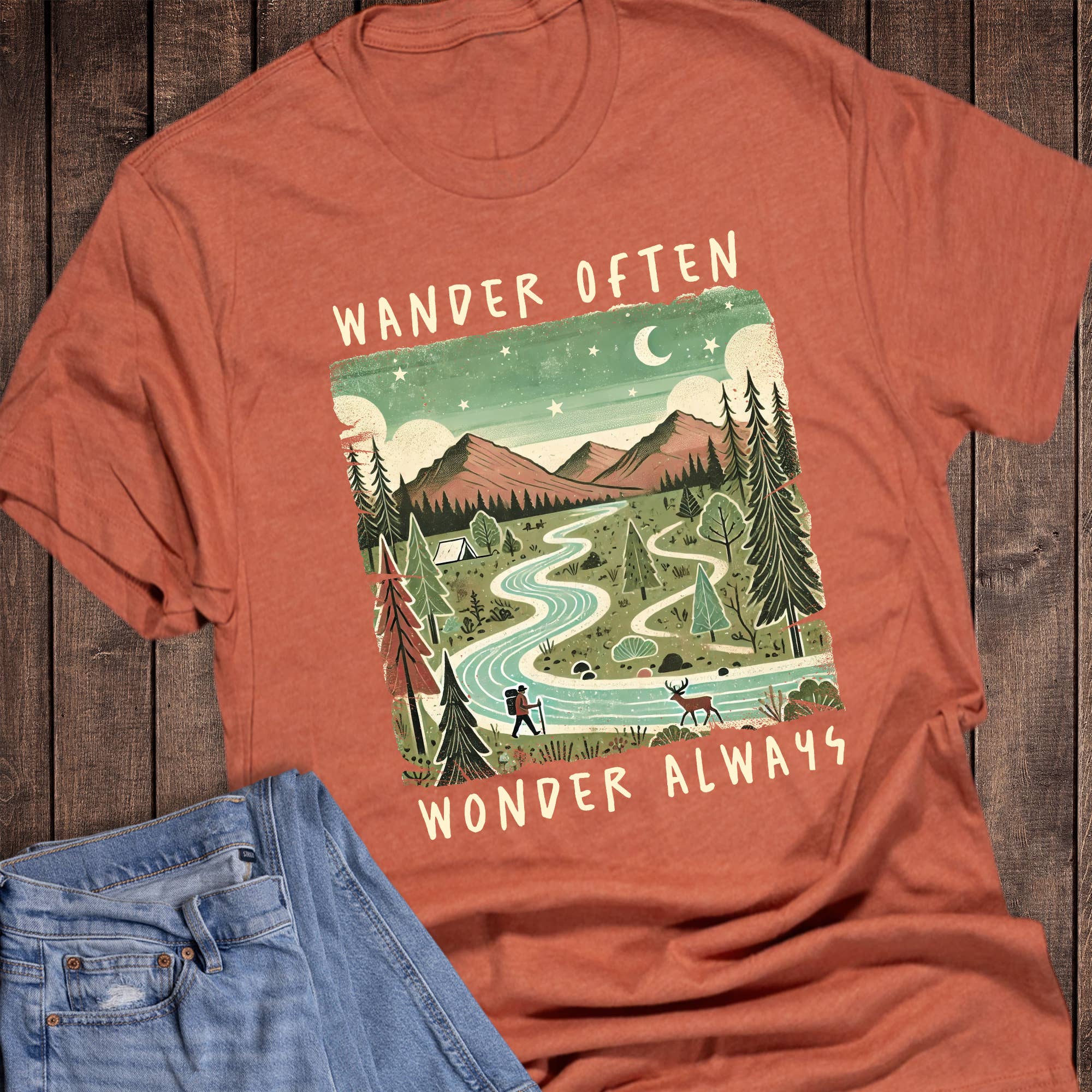 Camping Hiking Wander Often Graphic - Adult & Kids T-Shirts, Sweatshirts & Hoodies apparel design preview 1
