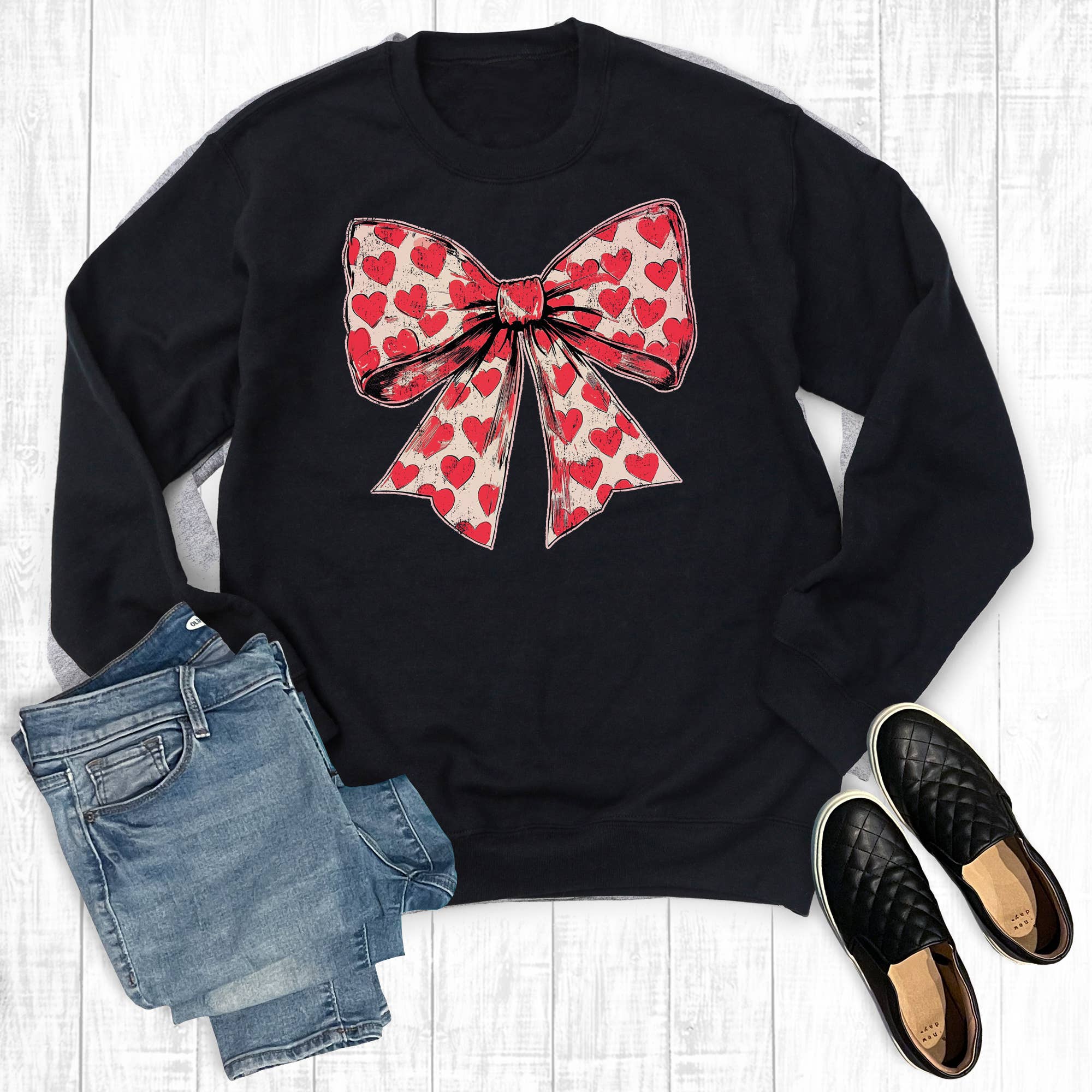 Valentines Heart Bow - Adult & Kids T-Shirts, Sweatshirts & Hoodies apparel design preview 1
