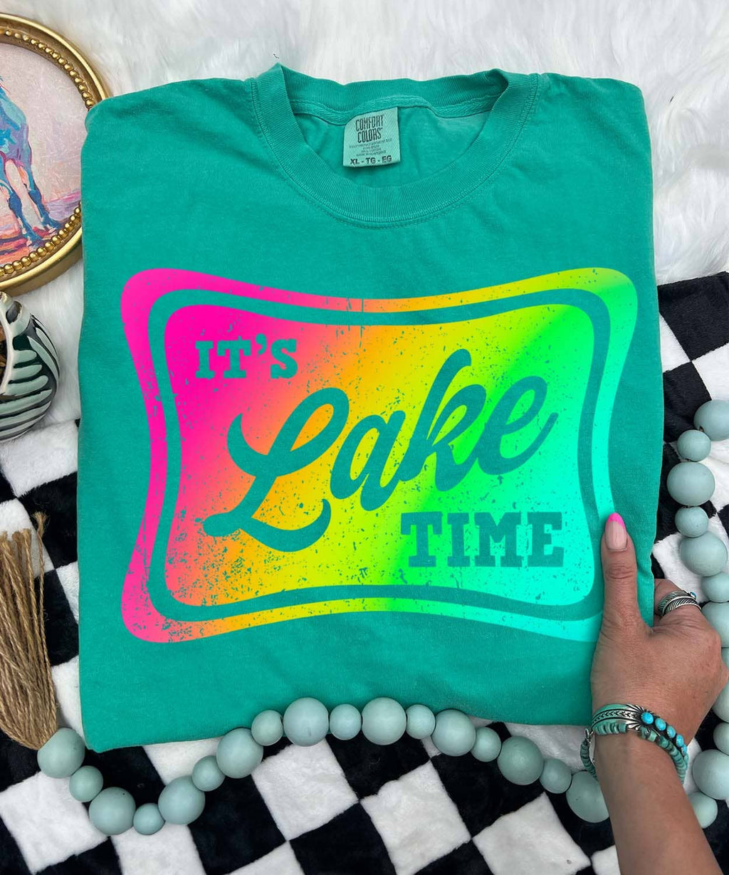 It's Lake Time Comfort Color Island Green - Adult & Kids T-Shirts, Sweatshirts & Hoodies apparel design preview 1