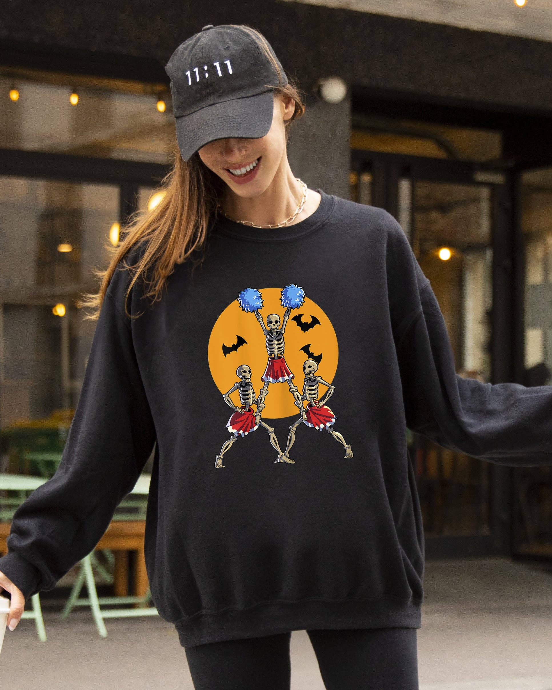 Cheerleader Skeleton, Ghost, Funny, Halloween - Adult & Kids T-Shirts, Sweatshirts & Hoodies apparel design preview 1