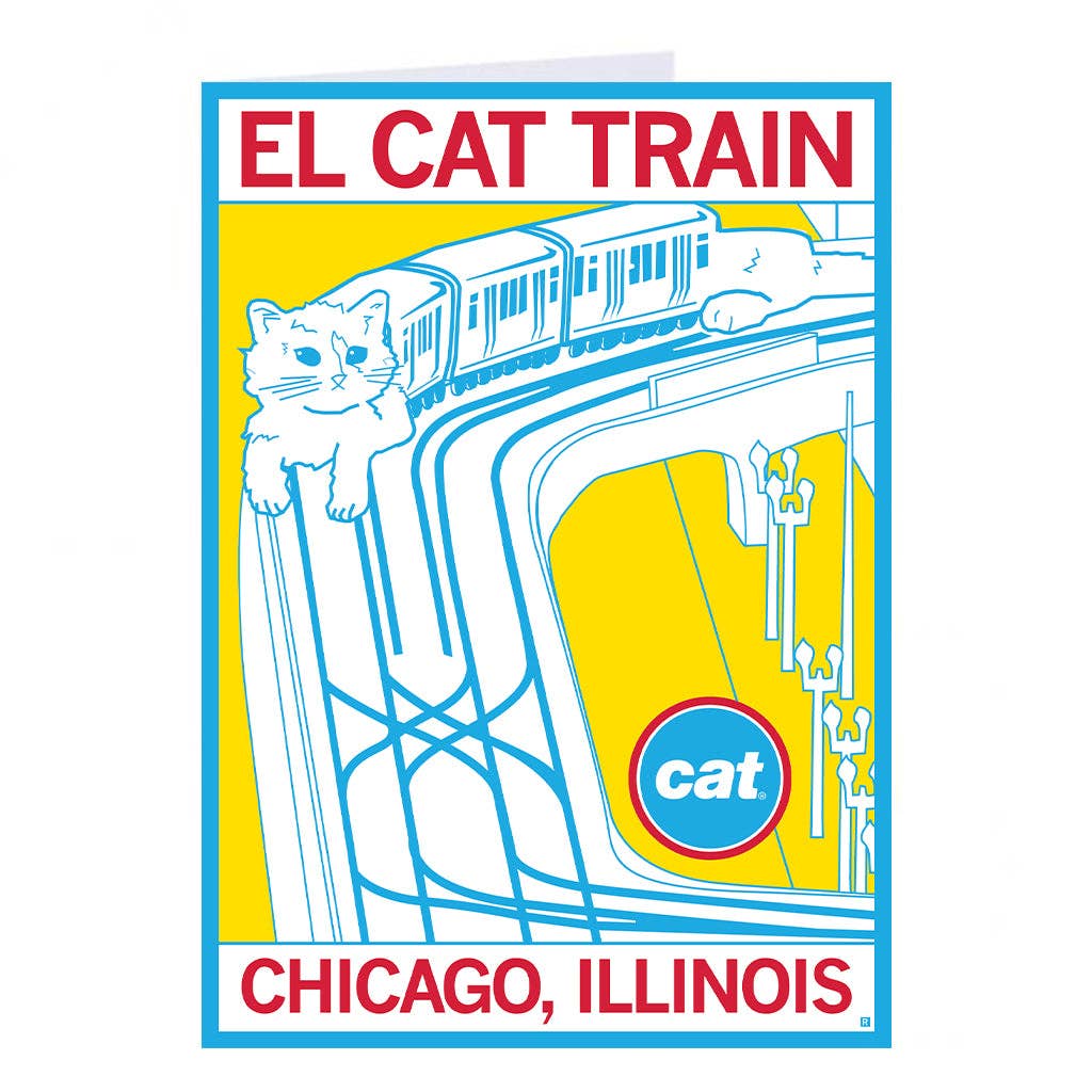 El Cat Train Greeting Card - Adult & Kids T-Shirts, Sweatshirts & Hoodies apparel design preview 1