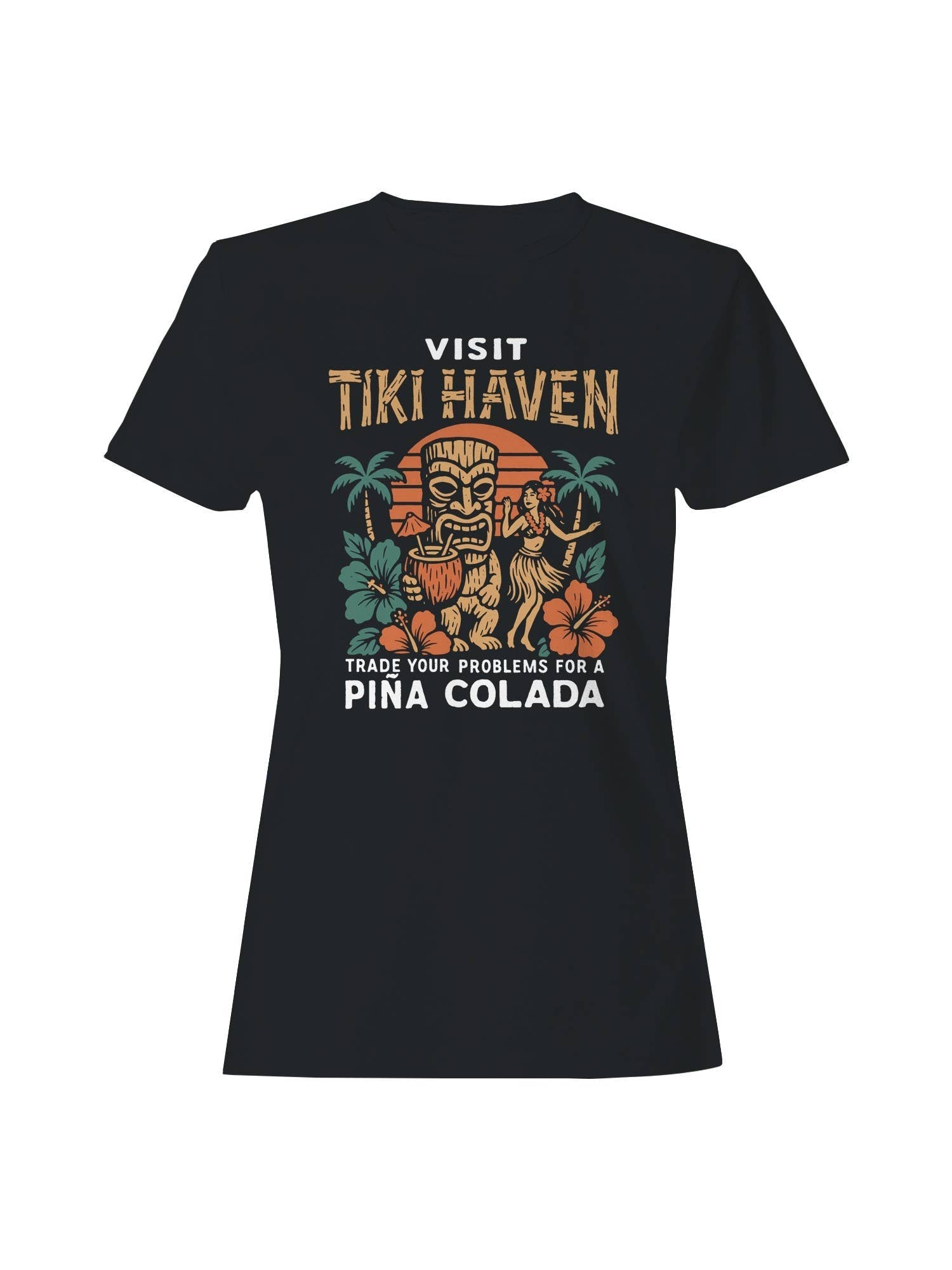Visit Tiki Haven For Piña Colada Vibes Women's - Adult & Kids T-Shirts, Sweatshirts & Hoodies apparel design preview 1