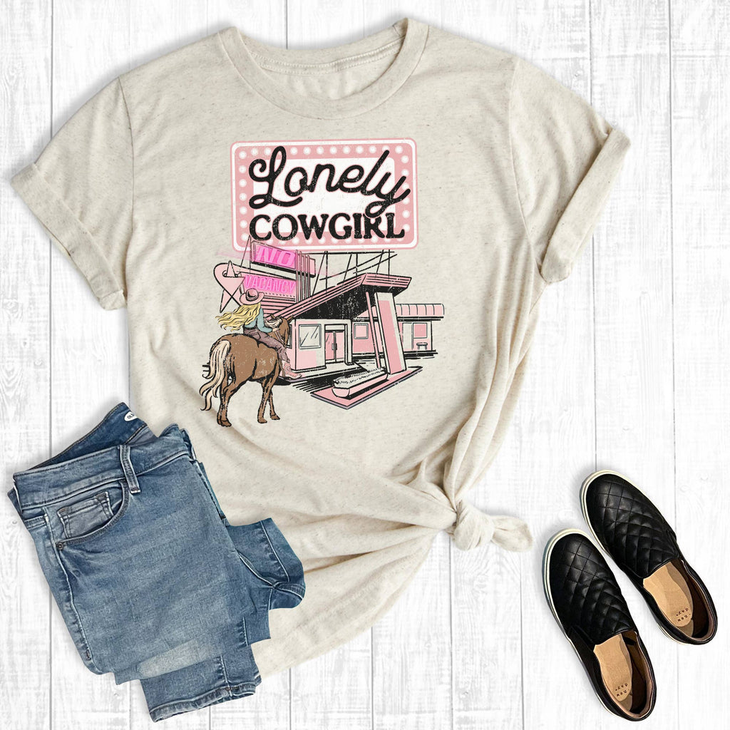 Western Lonely Cowgirl Graphic - Adult & Kids T-Shirts, Sweatshirts & Hoodies apparel design preview 1