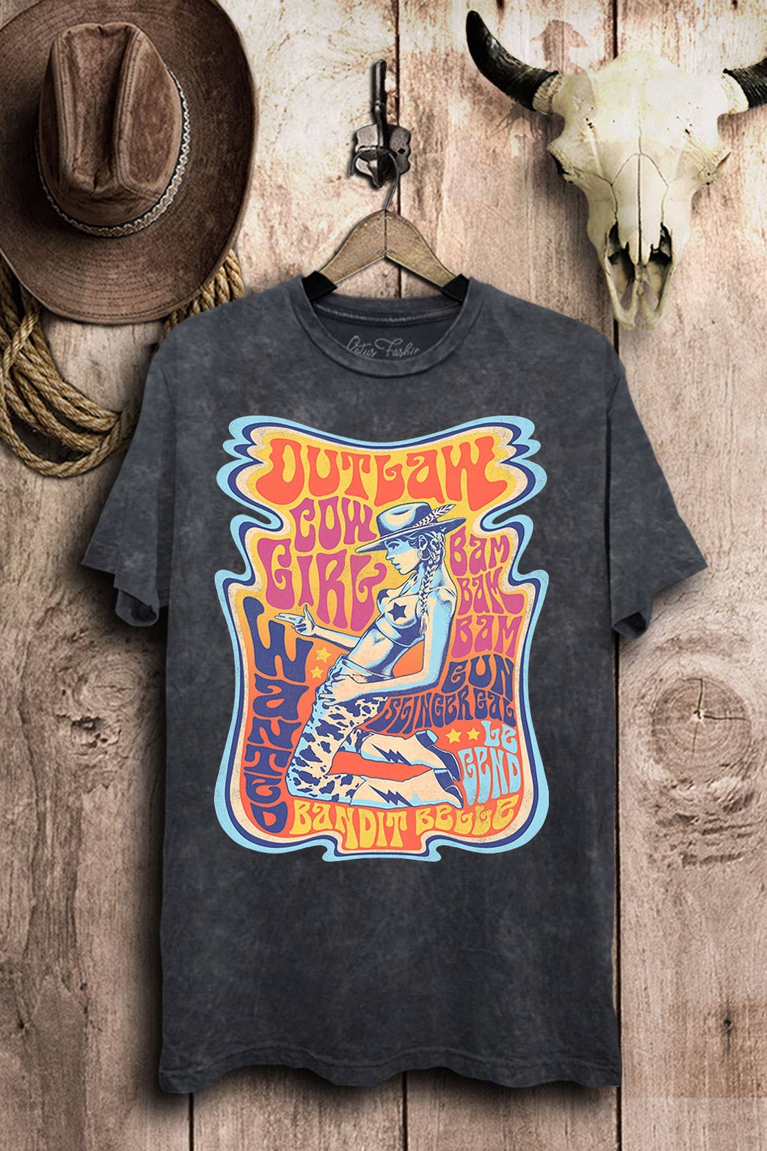 Outlaw Cowgirl Western Graphic Top - Adult & Kids T-Shirts, Sweatshirts & Hoodies apparel design preview 1