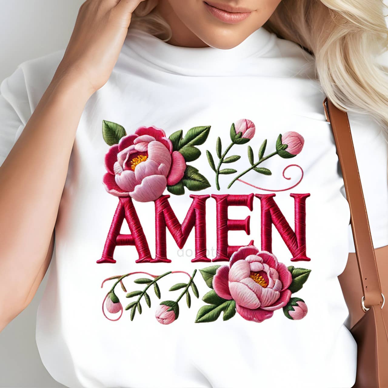 Amen Floral Faux Embroidery - Adult & Kids T-Shirts, Sweatshirts & Hoodies apparel design preview 1