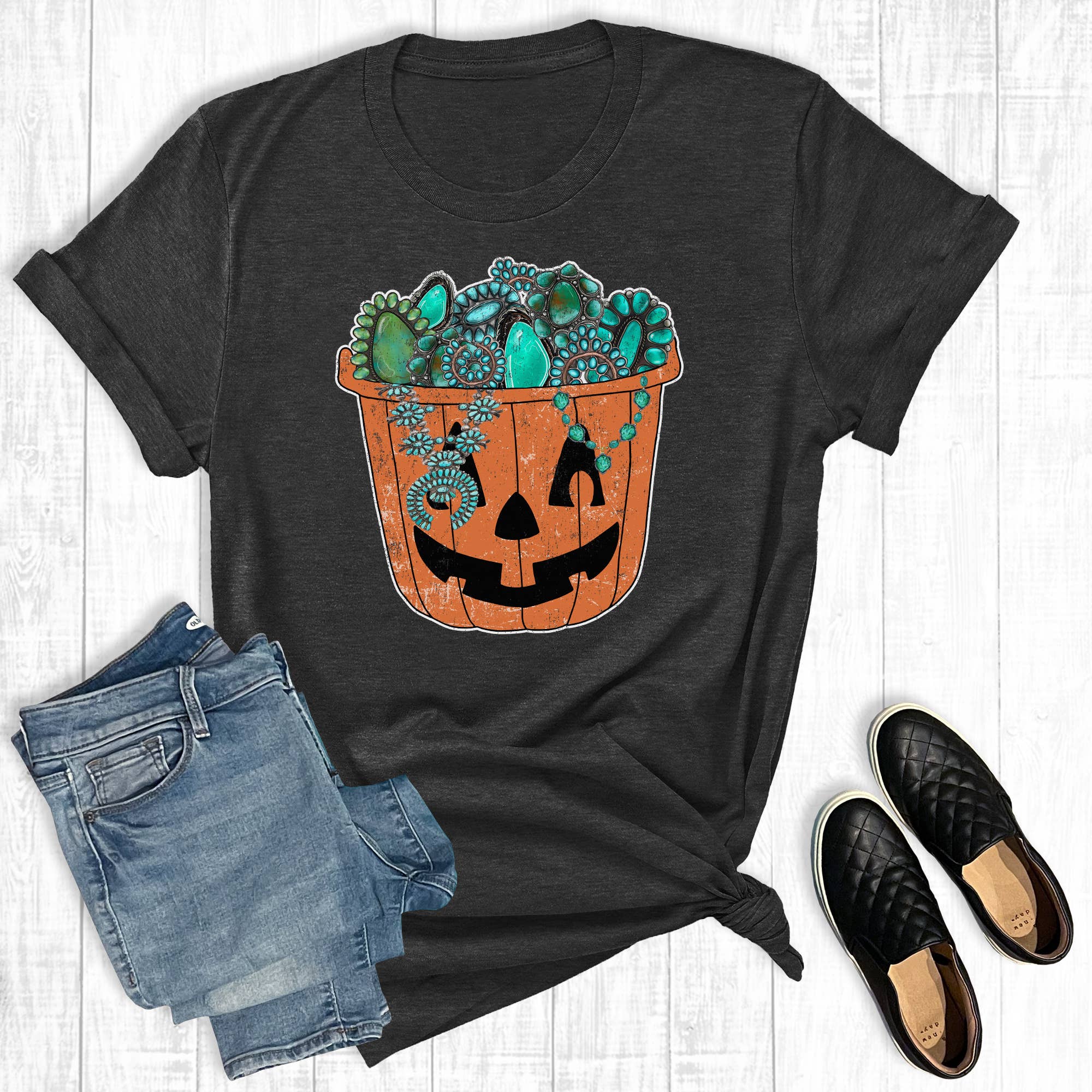 Western Turquoise Pumpkin Bucket Graphic - Adult & Kids T-Shirts, Sweatshirts & Hoodies apparel design preview 1