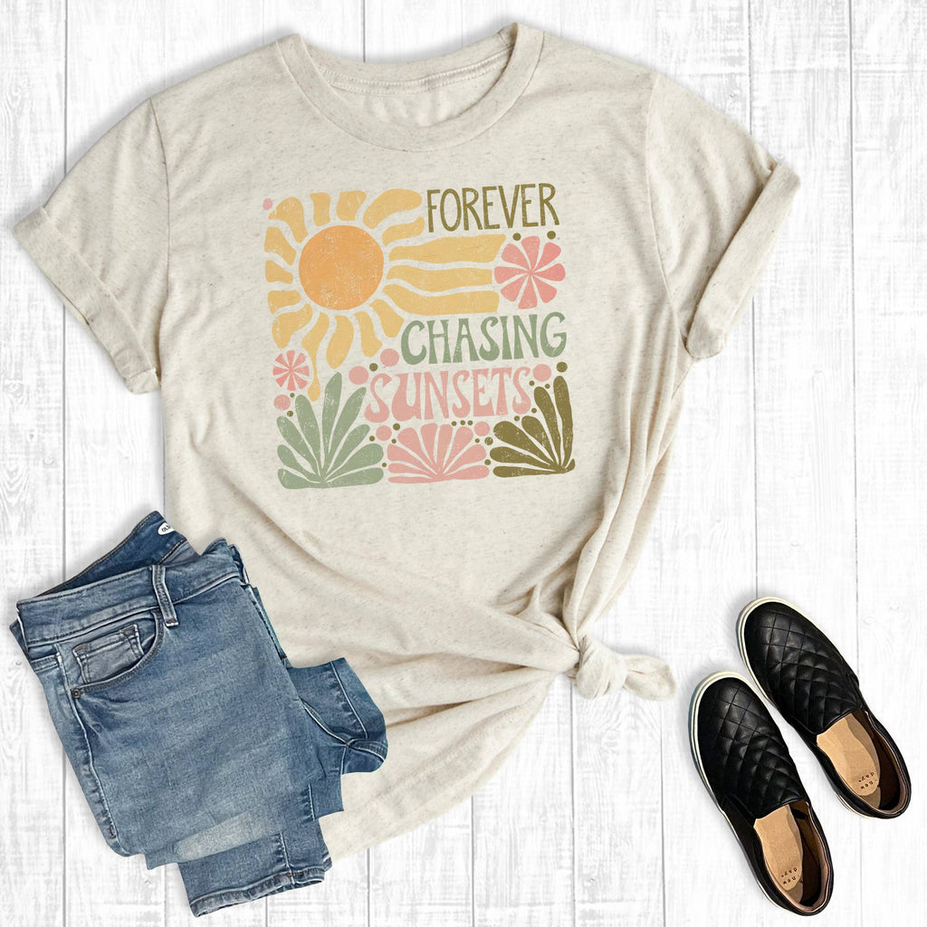 Retro Summer Forever Chasing Sunsets Graphic - Adult & Kids T-Shirts, Sweatshirts & Hoodies apparel design preview 1