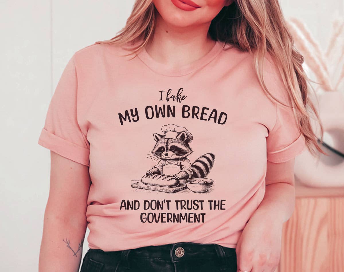 I Bake Bread Don't Trust Government Funny Raccoon - Adult & Kids T-Shirts, Sweatshirts & Hoodies apparel design preview 1
