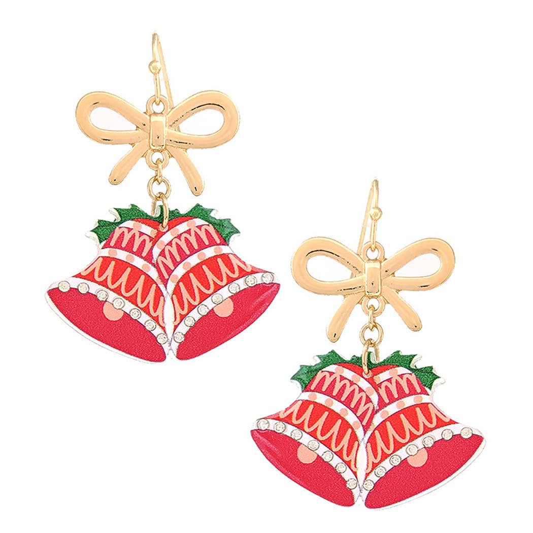 Christmas Bell with Bow Hook Earrings - Adult & Kids T-Shirts, Sweatshirts & Hoodies apparel design preview 1