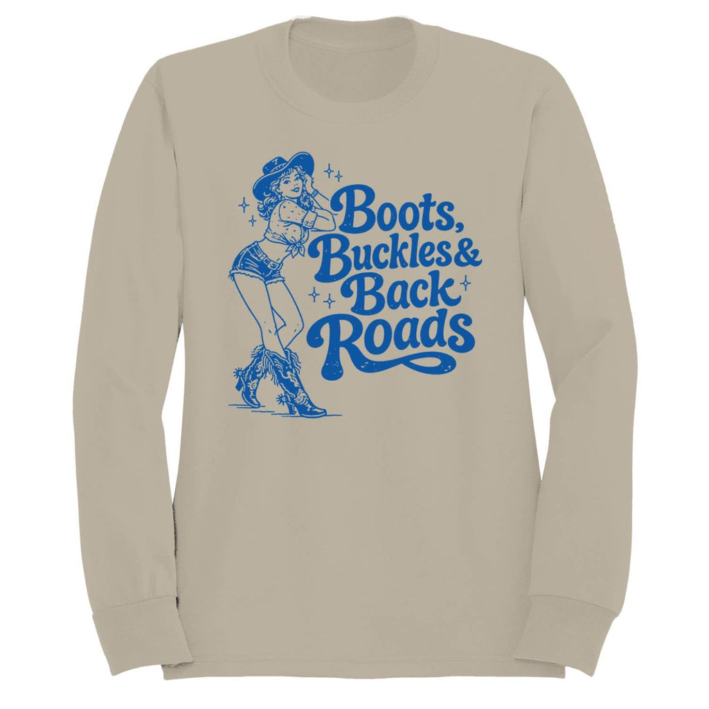 Boots Buckles Back Roads Women's Sand - Adult & Kids T-Shirts, Sweatshirts & Hoodies apparel design preview 1