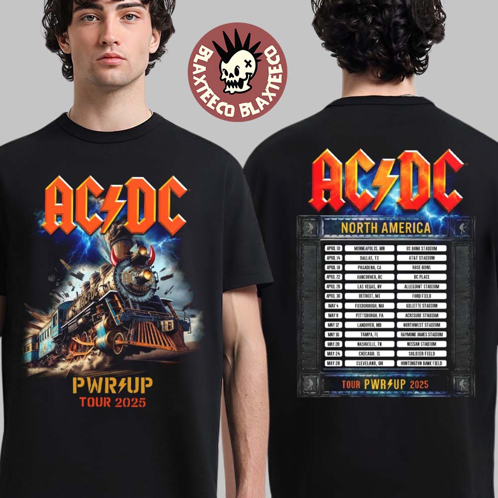 ACDC Rock N Roll Train PWR UP Tour North America 2025 - Adult & Kids T-Shirts, Sweatshirts & Hoodies apparel design preview 1