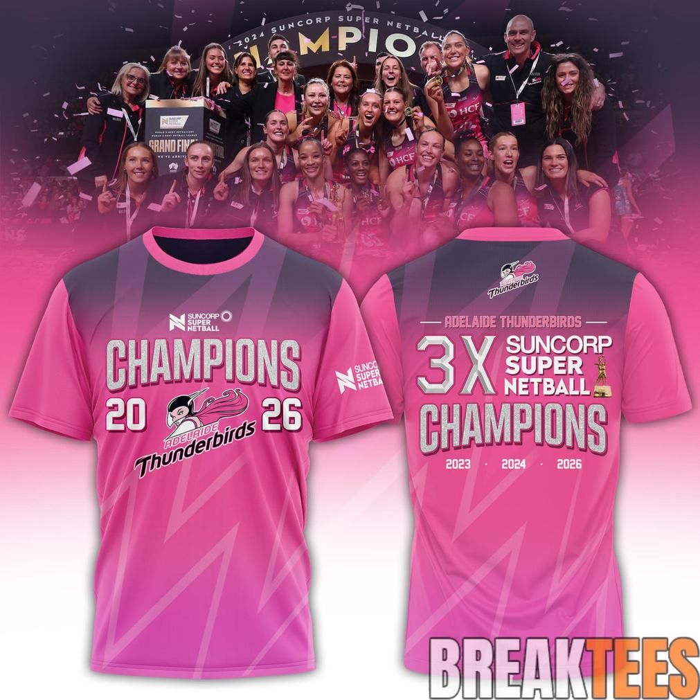 Adelaide Thunderbirds Champions Women's 2026 Edition - Adult & Kids T-Shirts, Sweatshirts & Hoodies apparel design preview 1