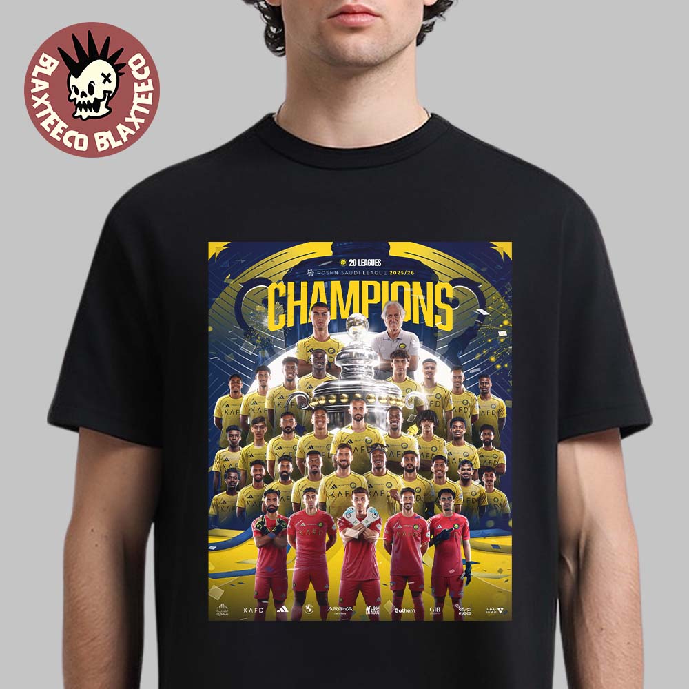 Al Nassr 2026 Roshn Saudi League Champions 20 Leagues - Adult & Kids T-Shirts, Sweatshirts & Hoodies apparel design preview 1