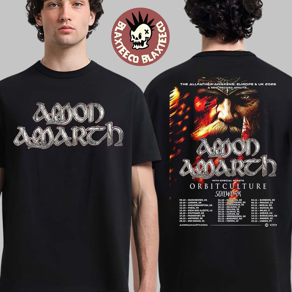 Amon Amarth The Allfather Awakens Europe And UK 2026 - Adult & Kids T-Shirts, Sweatshirts & Hoodies apparel design preview 1