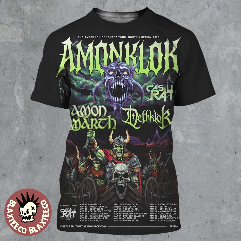 Amonklok Conquest Tour North America 2026 With Castle - Adult & Kids T-Shirts, Sweatshirts & Hoodies apparel design preview 1