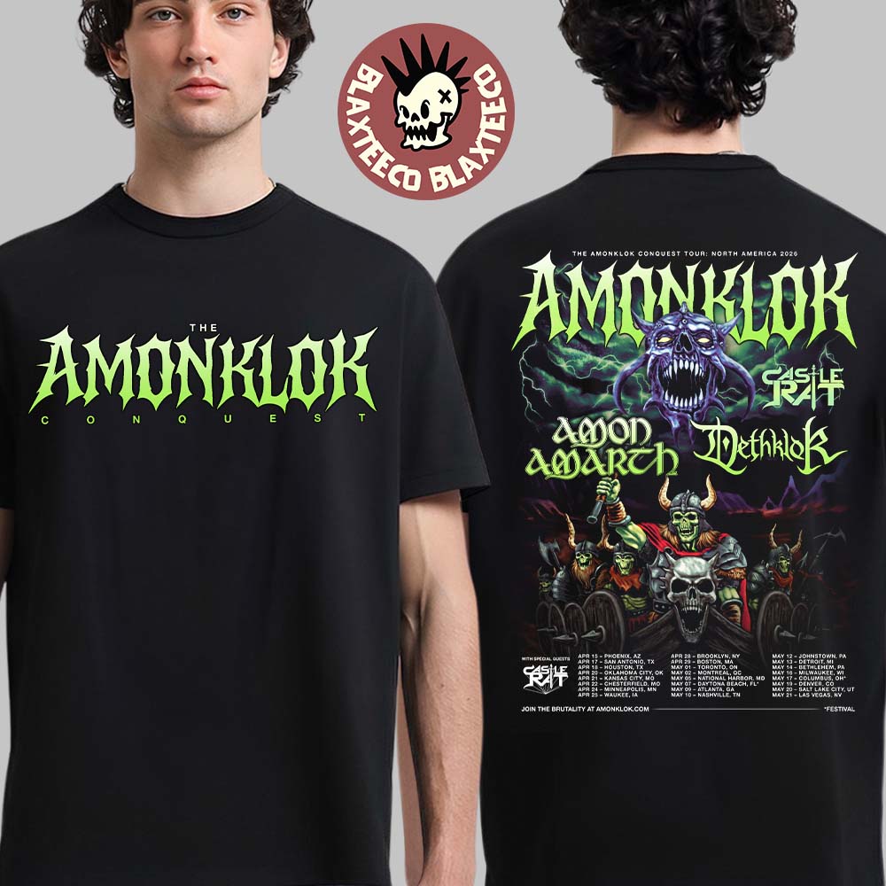 Amonklok Conquest Tour North America 2026 With Castle - Adult & Kids T-Shirts, Sweatshirts & Hoodies apparel design preview 1