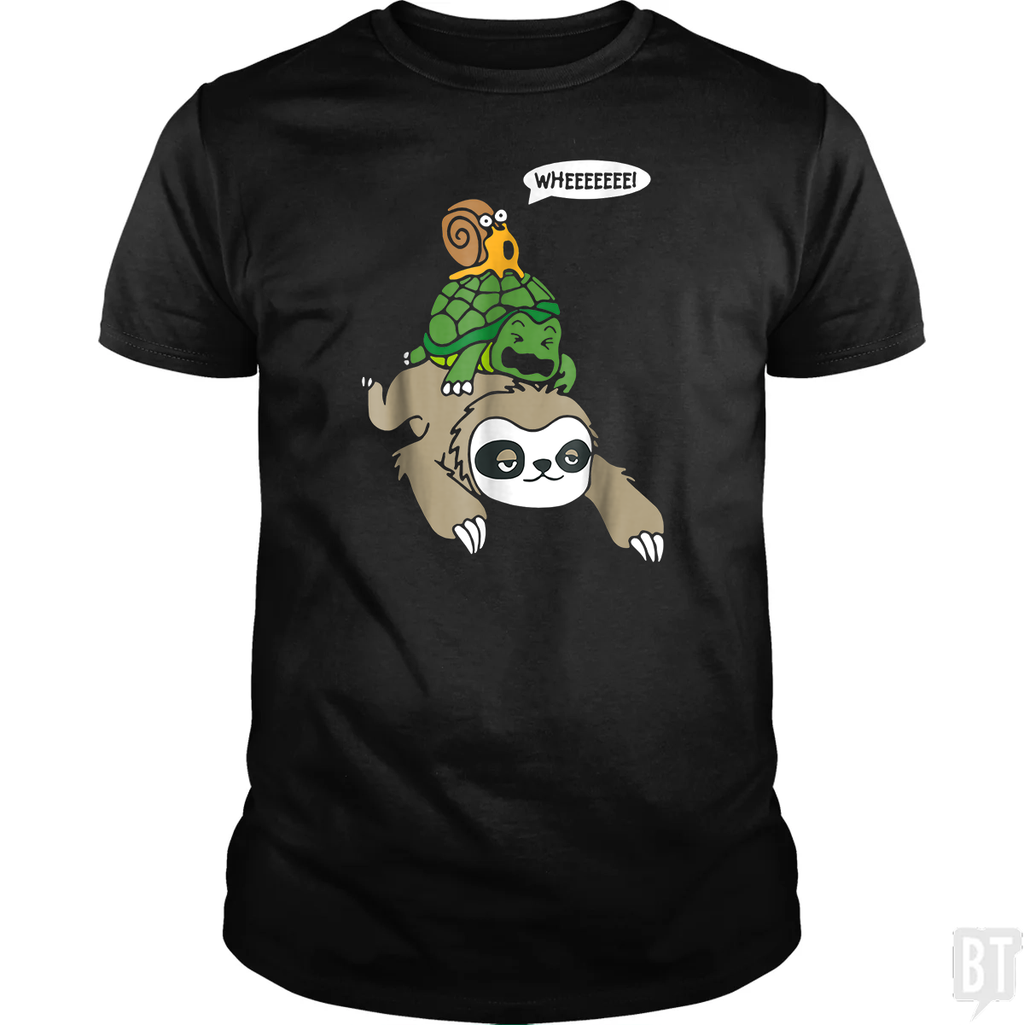 Funny Snail Ridding Turtle Sloth - Adult & Kids T-Shirts, Sweatshirts & Hoodies apparel design preview 1