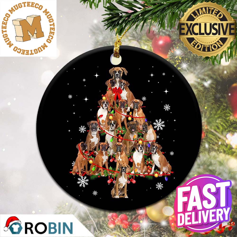 Boxer Christmas Tree Lights Decorations Ornament - Adult & Kids T-Shirts, Sweatshirts & Hoodies apparel design preview 1