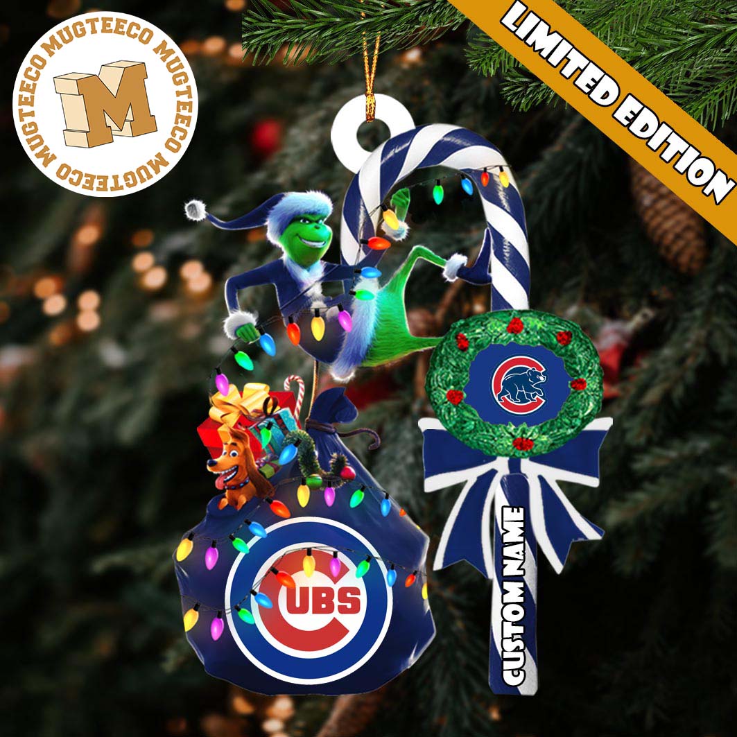 Chicago Cubs MLB Grinch Candy Cane Personalized Xmas - Adult & Kids T-Shirts, Sweatshirts & Hoodies apparel design preview 1