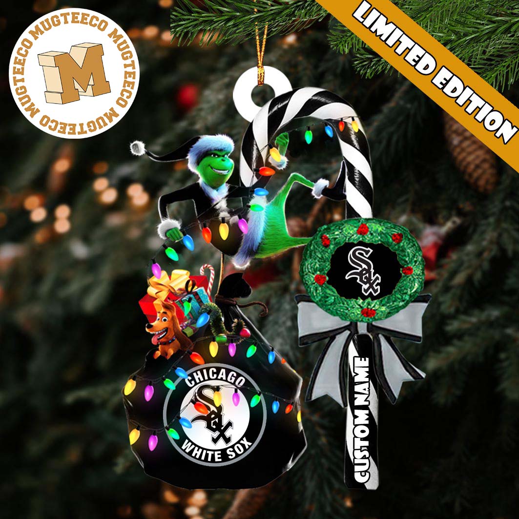 Chicago White Sox MLB Grinch Candy Cane Personalized - Adult & Kids T-Shirts, Sweatshirts & Hoodies apparel design preview 1
