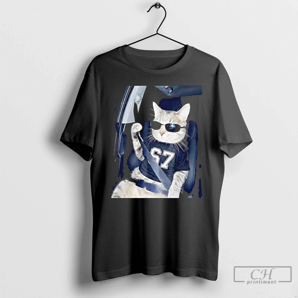 Classic 67 Cat Wearing Sunglasses Gen Alpha Funny Six - Adult & Kids T-Shirts, Sweatshirts & Hoodies apparel design preview 1