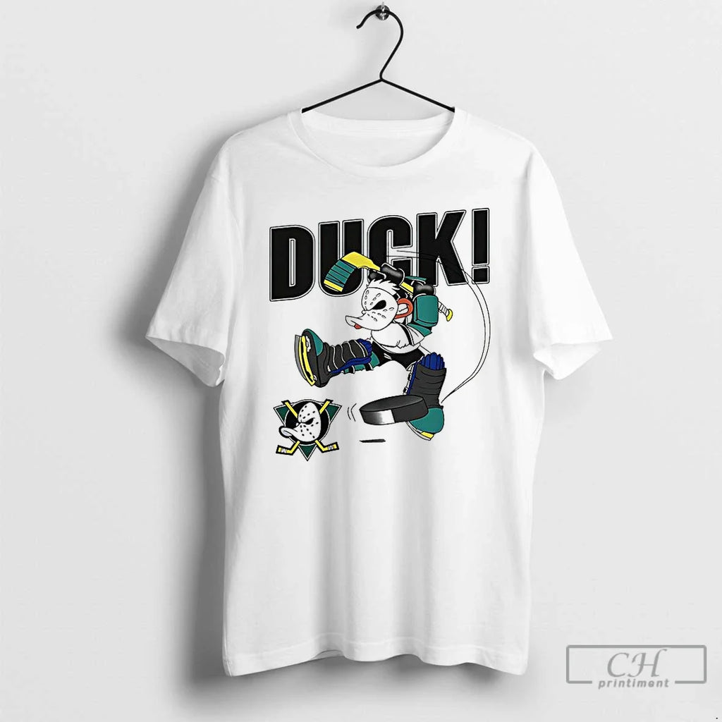 Classic Anaheim Mighty Ducks Mascot Playing Hockey - Adult & Kids T-Shirts, Sweatshirts & Hoodies apparel design preview 1