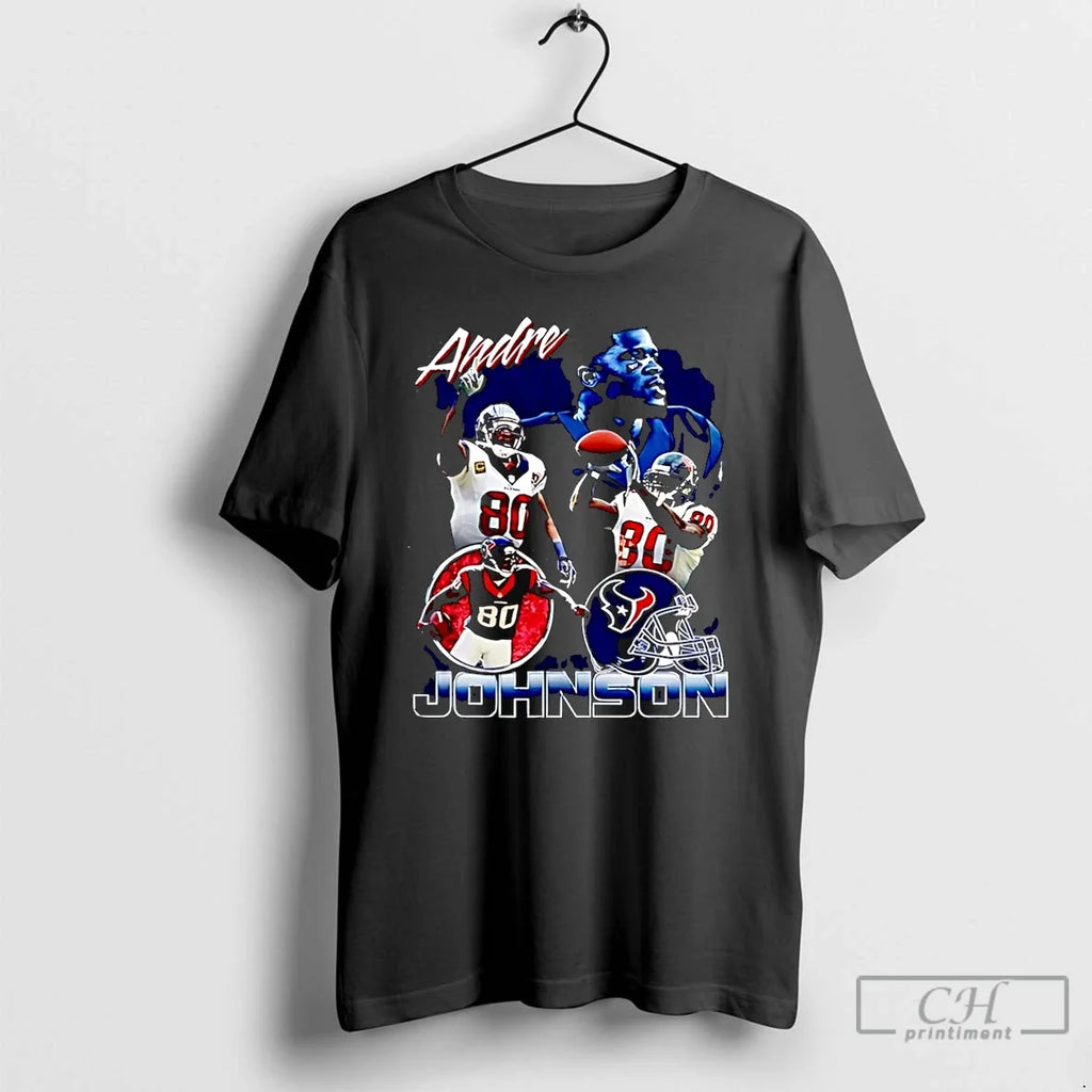 Classic Andre Johnson Houston Texans Player Collage - Adult & Kids T-Shirts, Sweatshirts & Hoodies apparel design preview 1